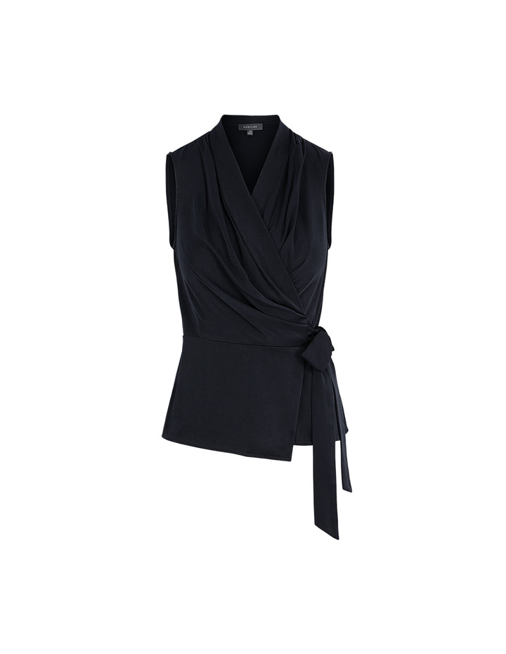 MARYLING Sleeveless V-Neck Tie Detail Top