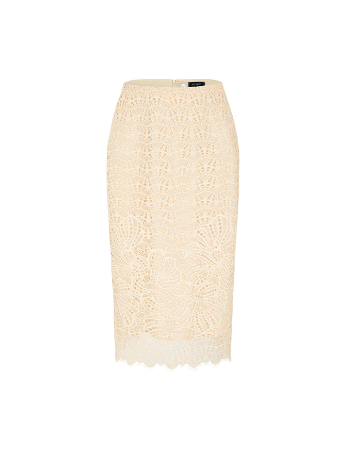 MARYLING Straight Knee-Length Lace Skirt