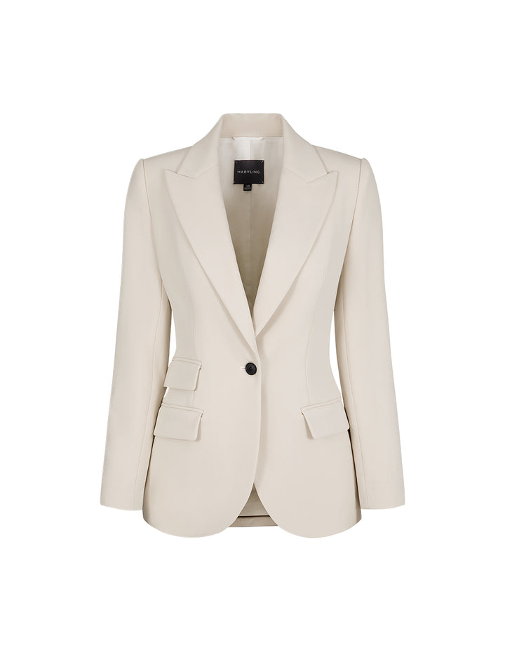 MARYLING Creamy Beige Peaked Lapel Waist Blazer