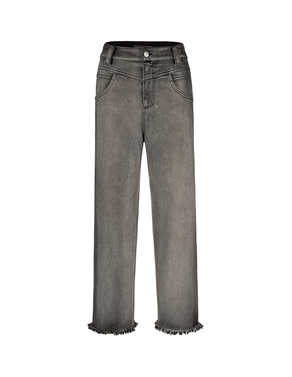 MARYLING Wide-Leg Ankle-Washed Straight Denim Pants