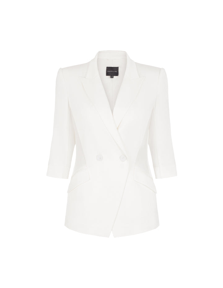 MARYLING Peaked-Collar 3/4 Sleeve Blazer