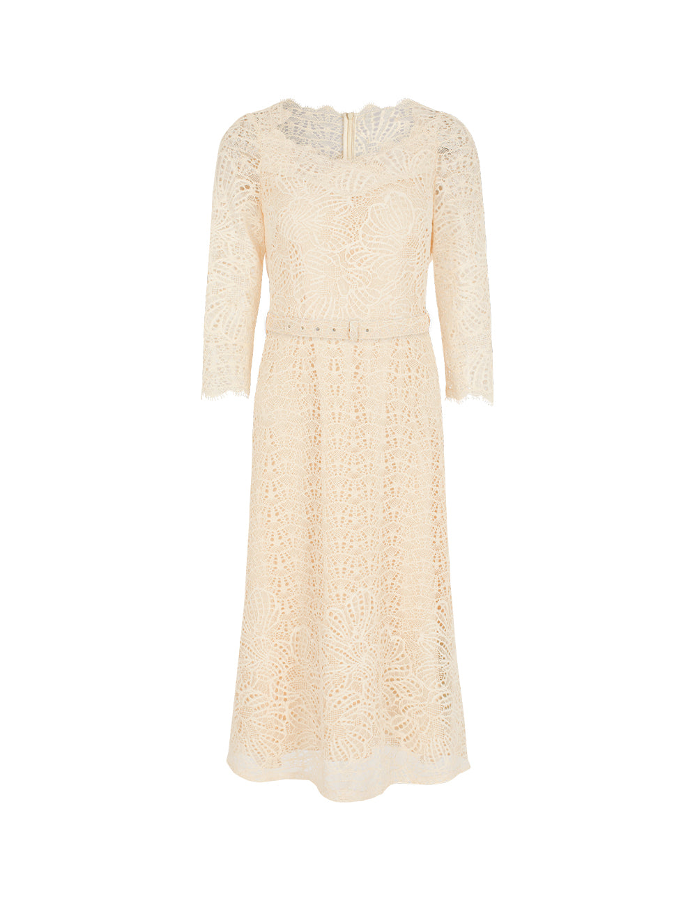 MARYLING Square-Neck 1/2 Sleeve Empire-Waist Fishtail Lace Dress