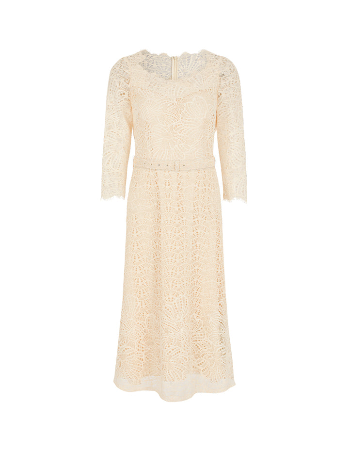MARYLING Square-Neck 1/2 Sleeve Empire-Waist Fishtail Lace Dress