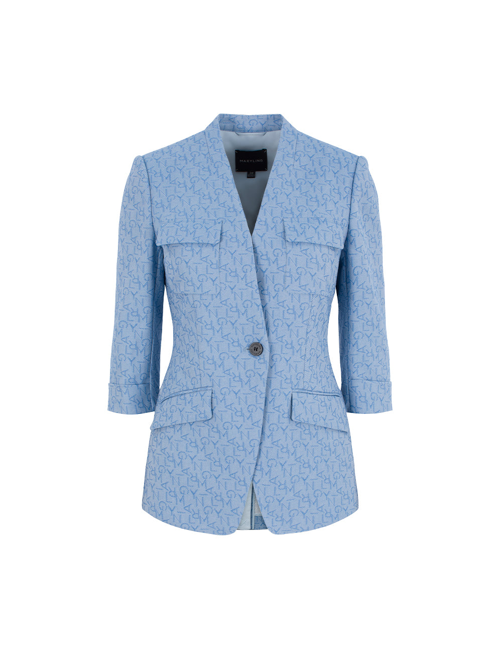 MARYLING V-Neck 3/4 Sleeve Logo-Letters Jacquard Blazer