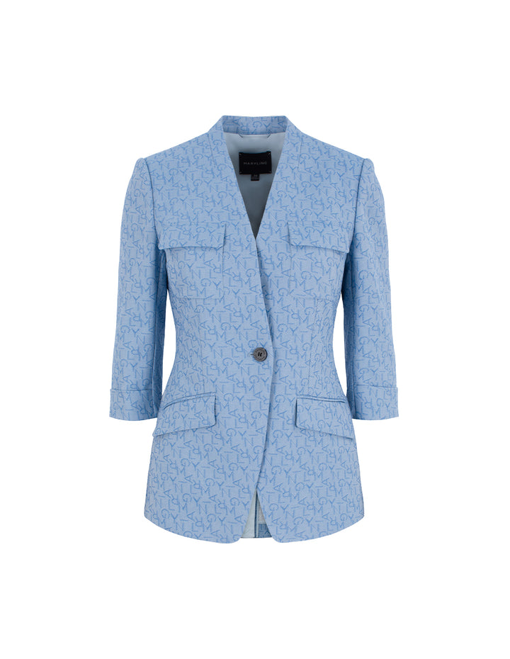 MARYLING V-Neck 3/4 Sleeve Logo-Letters Jacquard Blazer