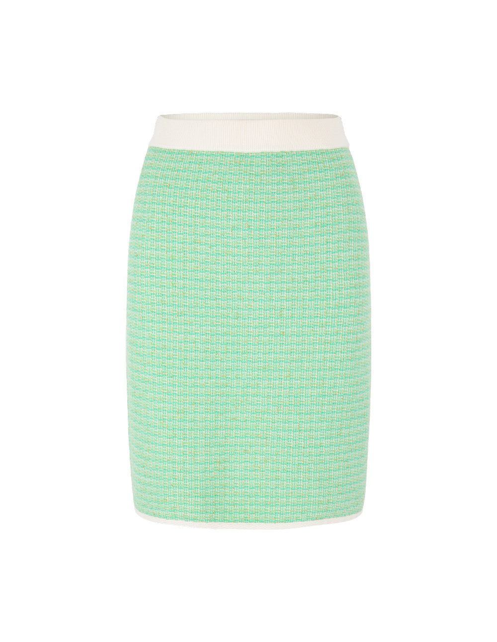 MARYLING Light Green Tweed A-Line Knee-Length Skirt