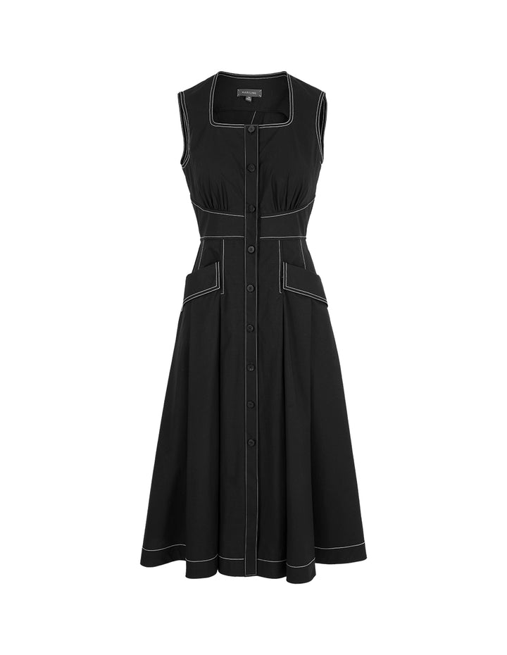 MARYLING Contrast Color Line Wide Swing Dress