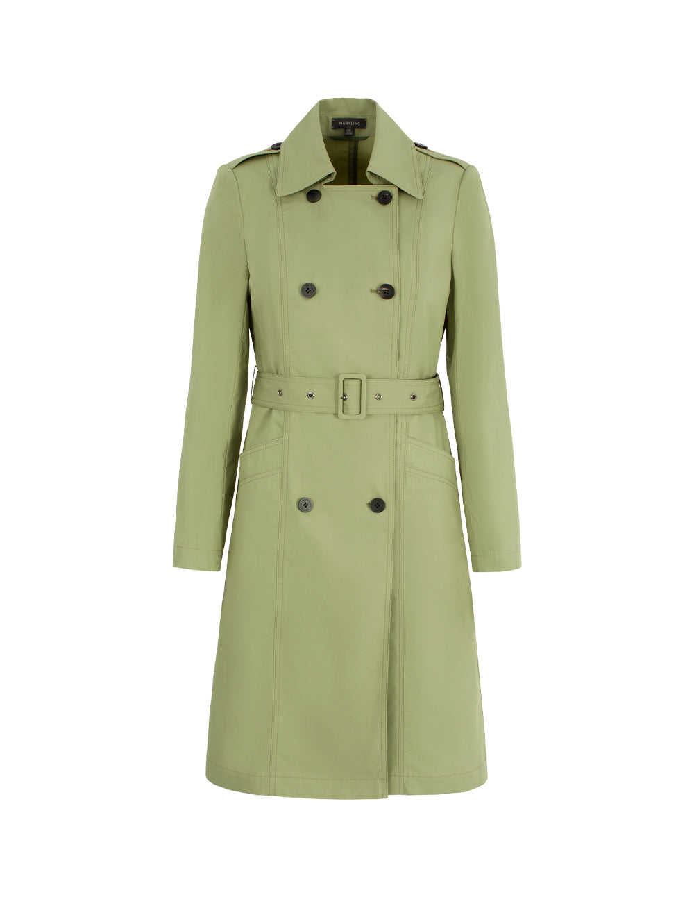 MARYLING Notch Lapel A-Line Double-Breasted Olive Green Windbreak