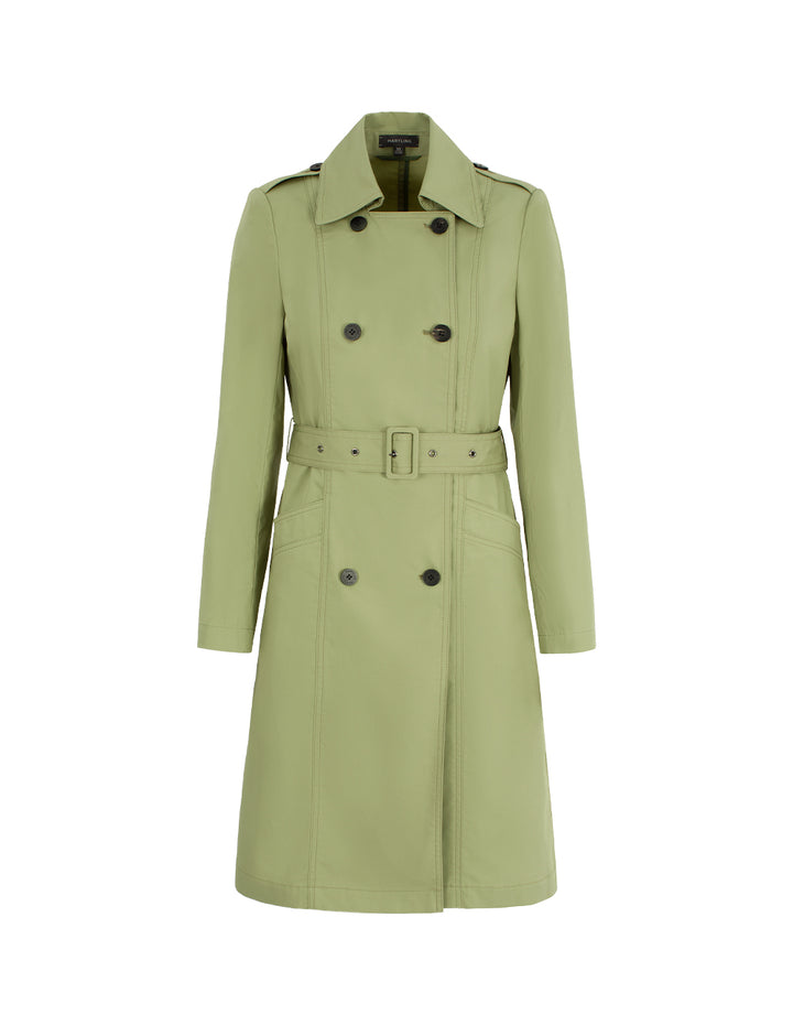 MARYLING Notch Lapel A-Line Double-Breasted Olive Green Windbreak