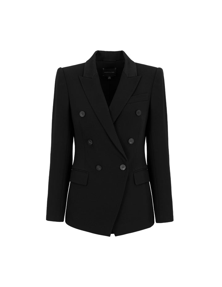 MARYLING Peak Lapel Double-Breasted Acetate Blazer