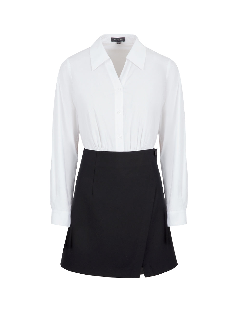 MARYLING Black And White Contrast Shirt Dress