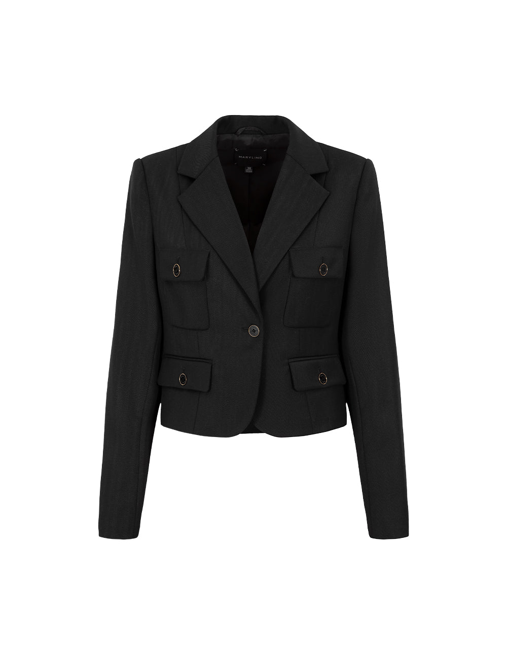 MARYLING Black H-Shaped Cropped Blazer