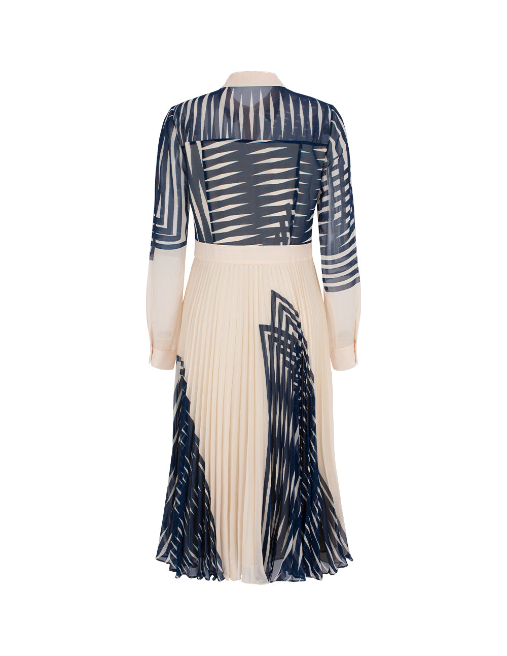 MARYLING Striped Long Sleeve Pleated Midi Shirt Dress