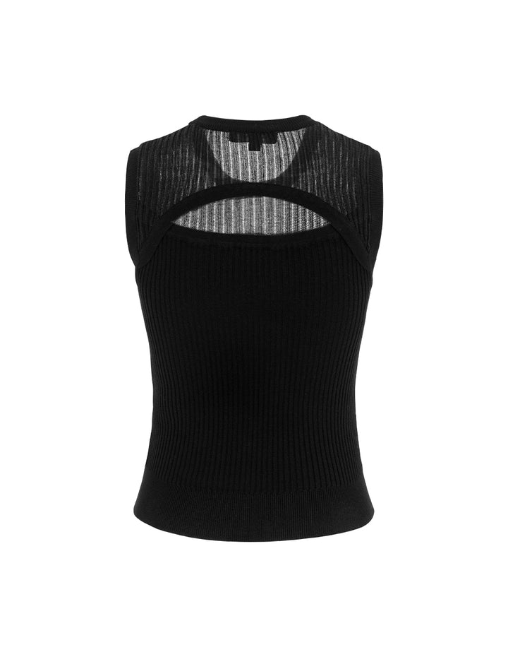 MARYLING Round-Neck Sleeveless Cutouts Knitted Vest