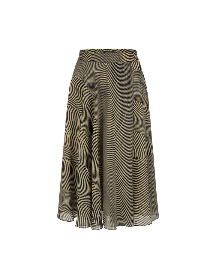 MARYLING Black Striped Print Knee-length Skirt