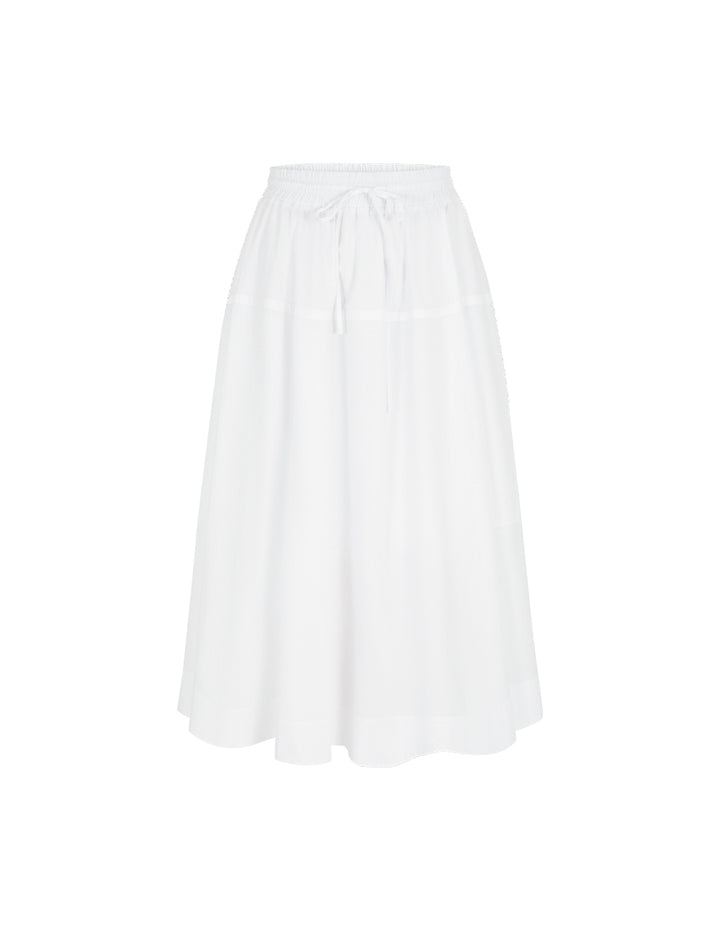 MARYLING Elastic High-Waist High-Count Cotton Knee-Length Skirt