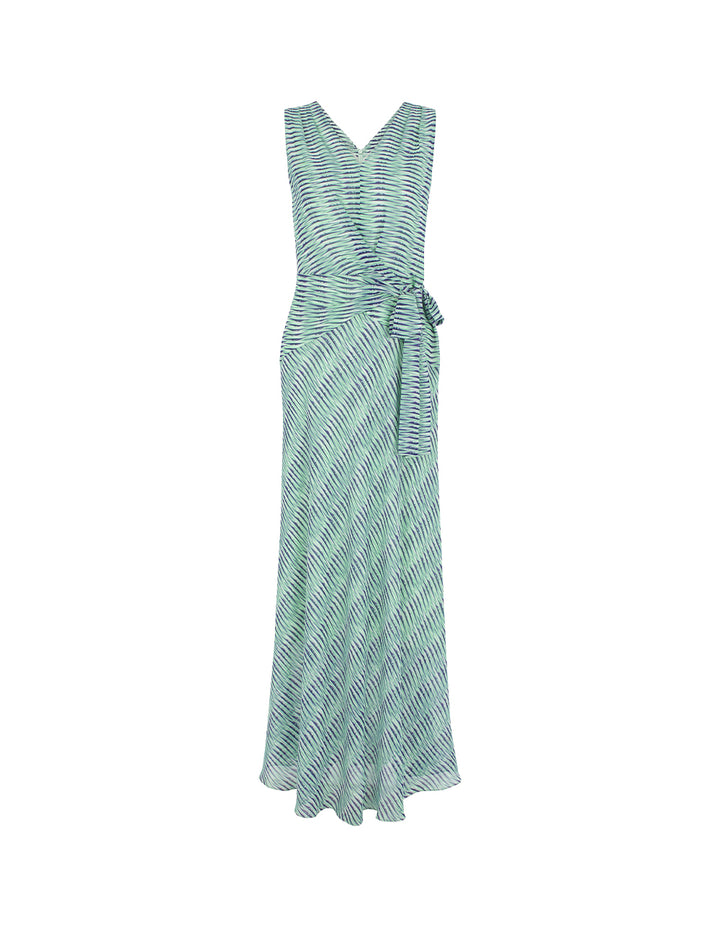 MARYLING V-Neck Sleeveless Rattan Printing Wrap Dress