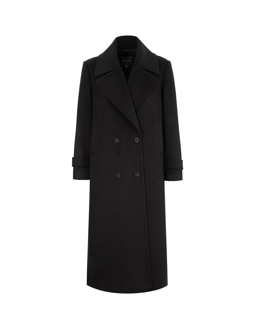 MARYLING Wide-Shouldered Double-Breasted Long Coat