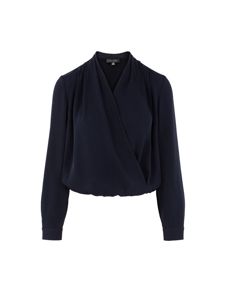 MARYLING V-Neck Long-Sleeve Cross-Front Wrap Top