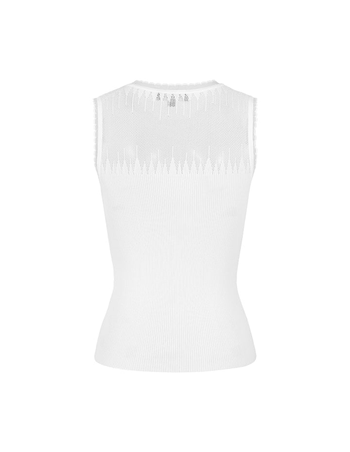 MARYLING Round Neck Lace Knitted Tank Tops