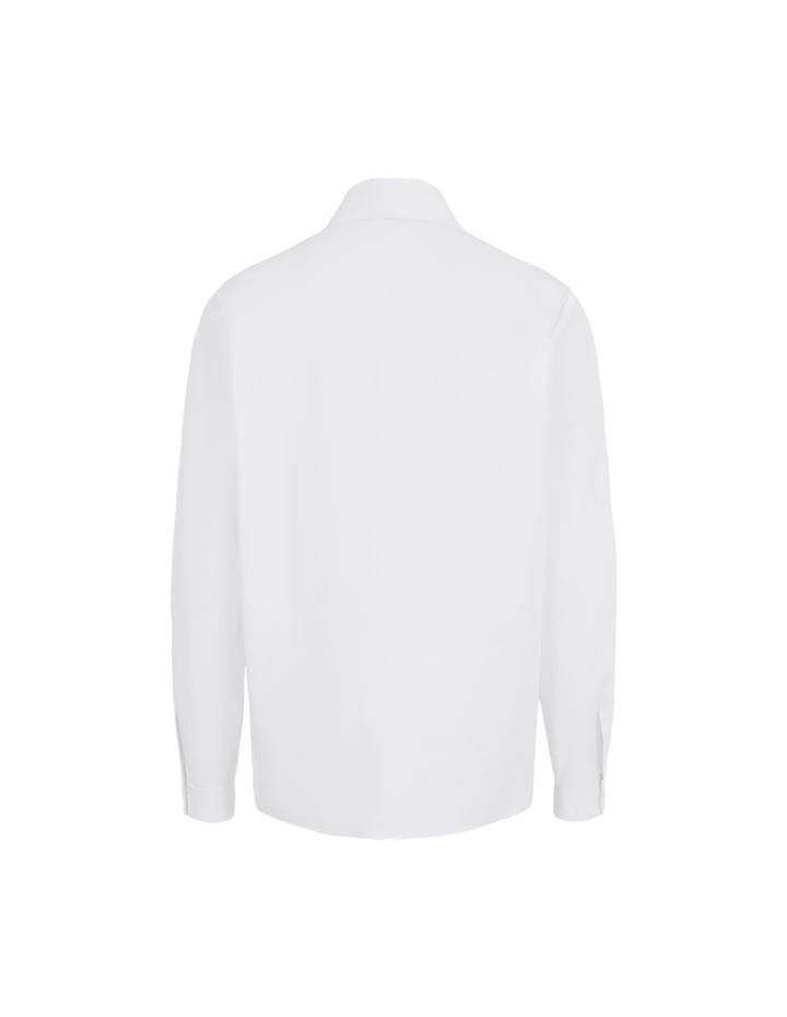 MARYLING Pearl Bead Collar Long Sleeve Cotton White Blouse