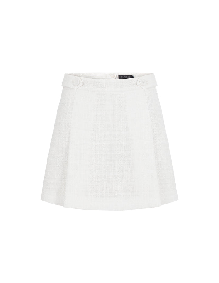 MARYLING White Tweed A-Line Mini Skirt