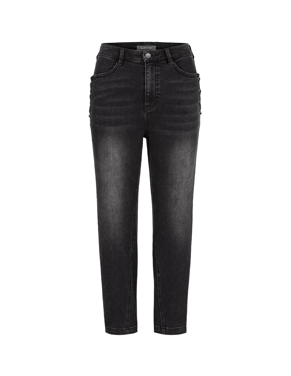 MARYLING Denim High-Waisted Black Washed Harem Pants