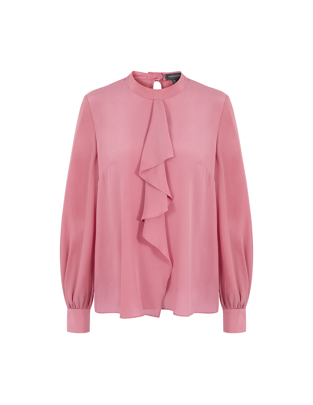 MARYLING Pink Stand Collar Ruffle Top