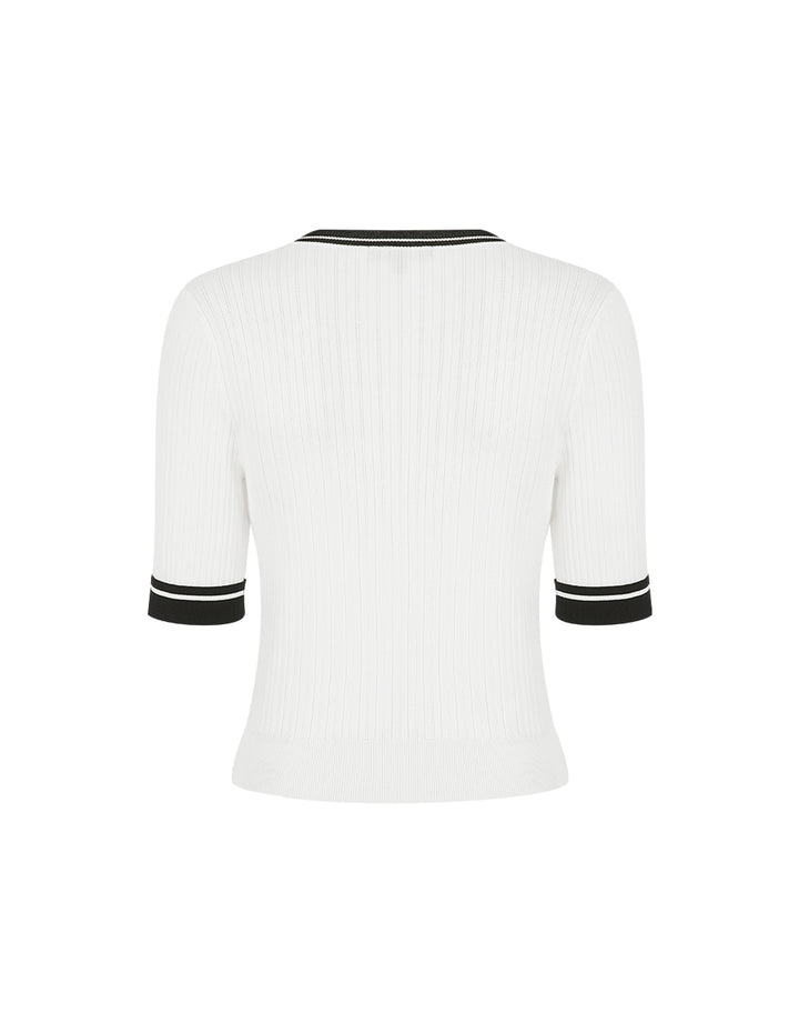 MARYLING Contrast Logo Crew Neck Knitted Sweater