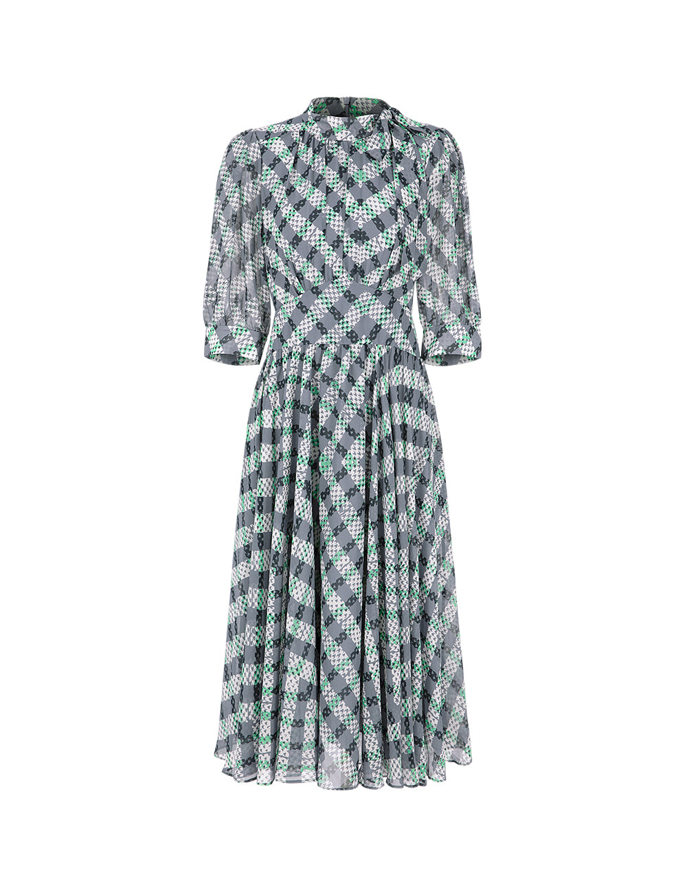 MARYLING Black And Grey Striped Ribbon A-Hem Dress