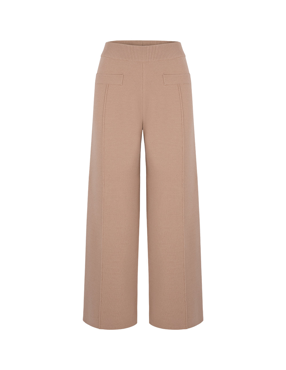 MARYLING Ribbed Waist Merino Wool Knit Wide Leg Pants