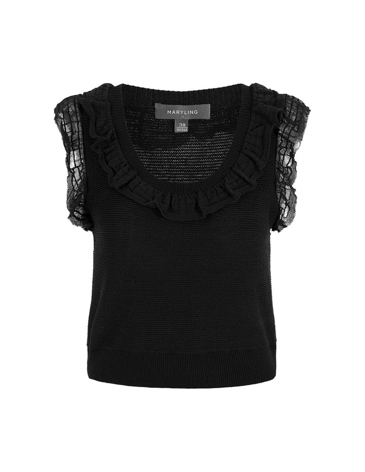 MARYLING Black Crew Neck Knitted Vest