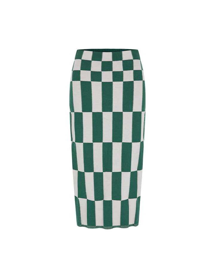 MARYLING Color Block Pencil Straight Knee-Length Skirt