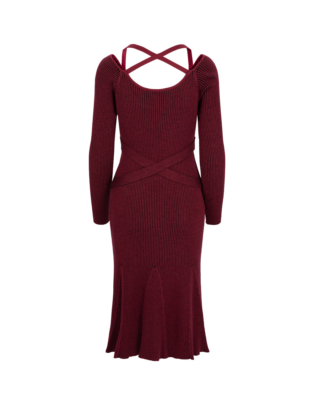 MARYLING V-Neck Cross-Waist Detail Knitted Mermaid Dress