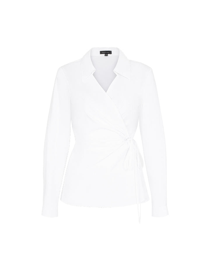 MARYLING V-Neck Long-Sleeve Asymmetric-Waist Wrap Blouse