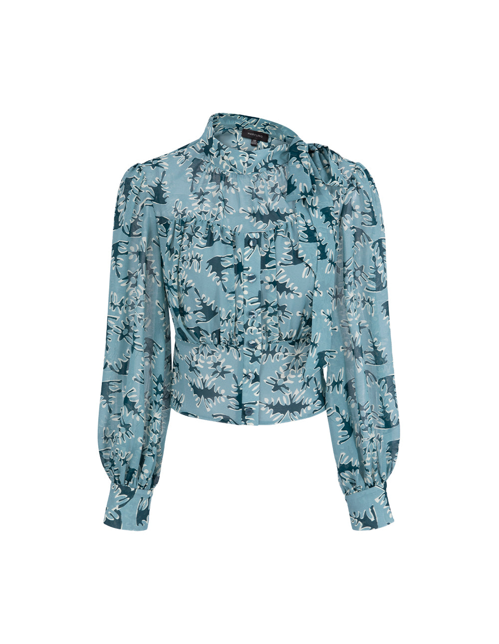 MARYLING Side-Tie Printed Fitted Top