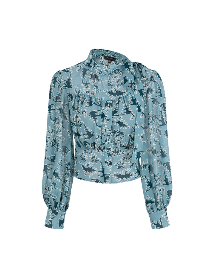 MARYLING Side-Tie Printed Fitted Top