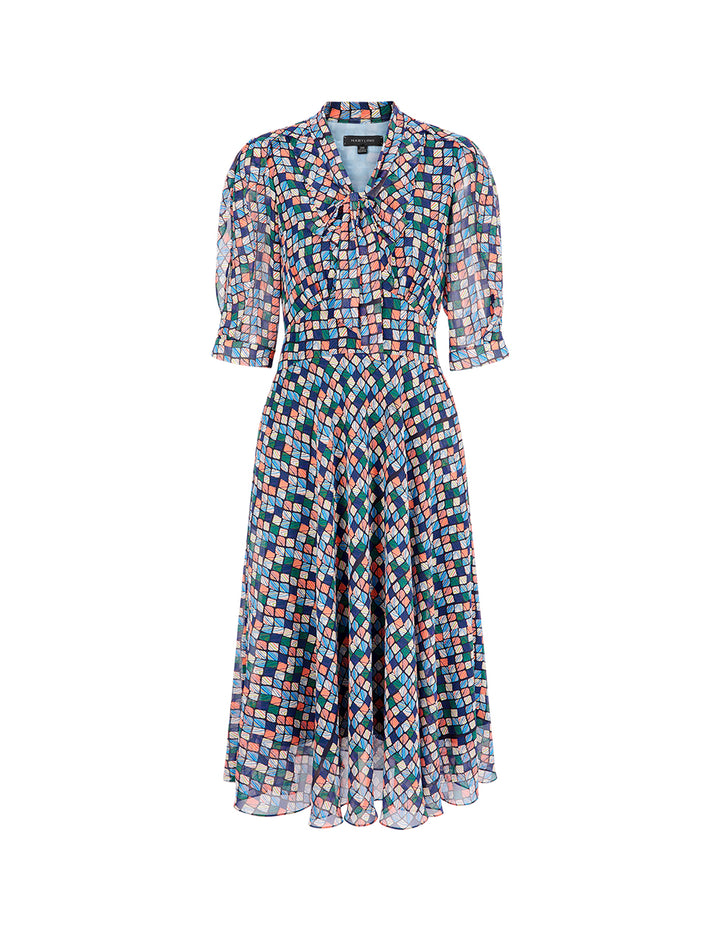 MARYLING V-Neck Strappy Plaid Print Dress