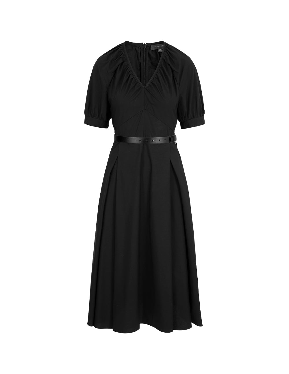 MARYLING Black V-Neck Swing Dress