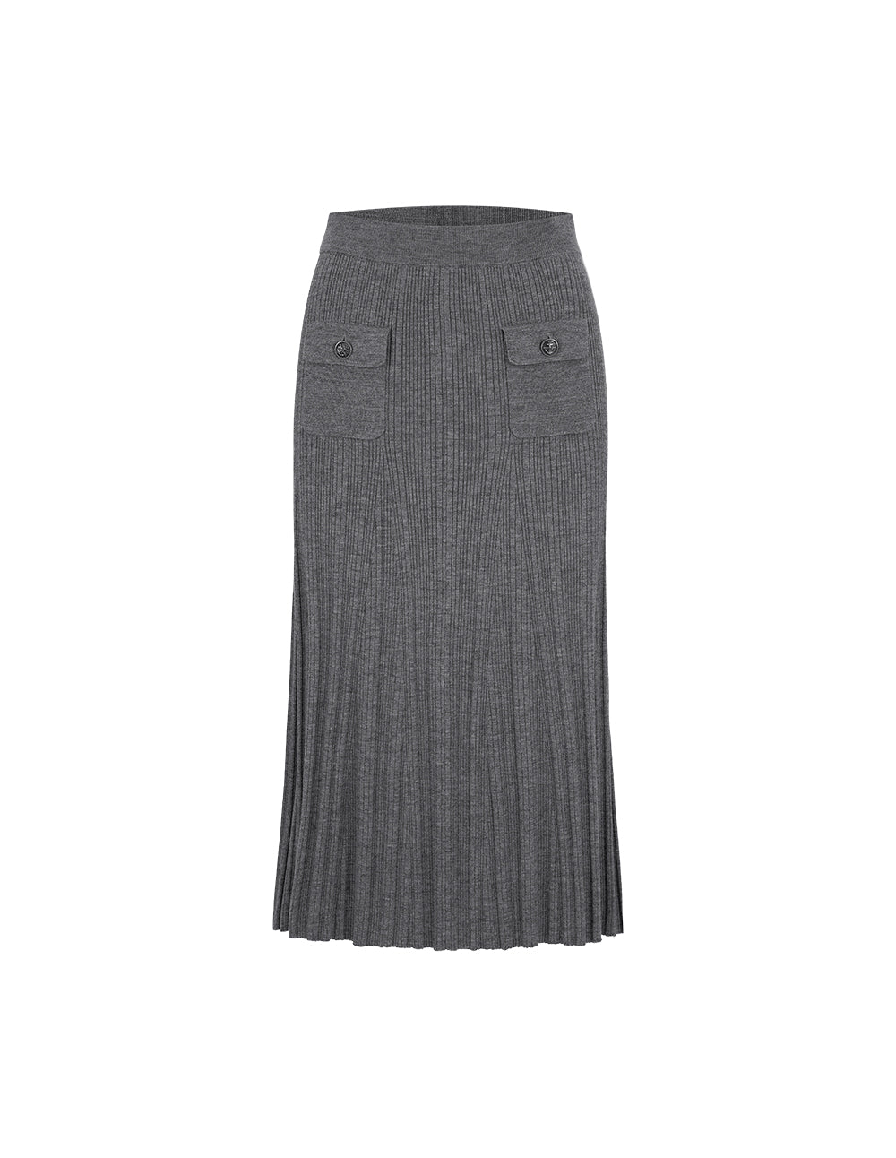 MARYLING Gray Pinpleated Fishtail Knitted Skirt