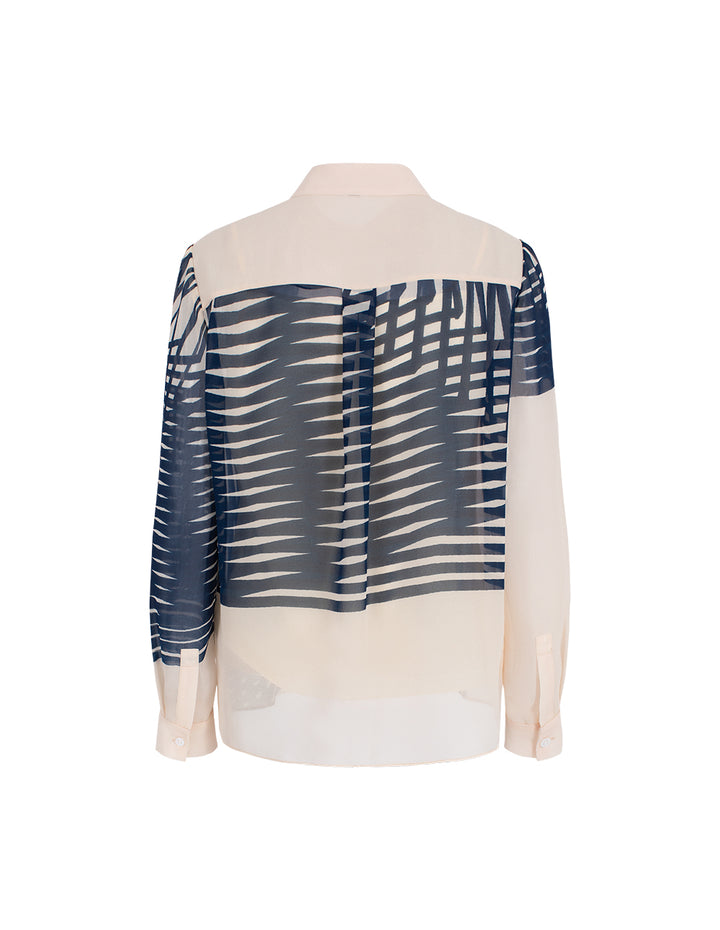 MARYLING Long Sleeve Silk Striped Print Blouse