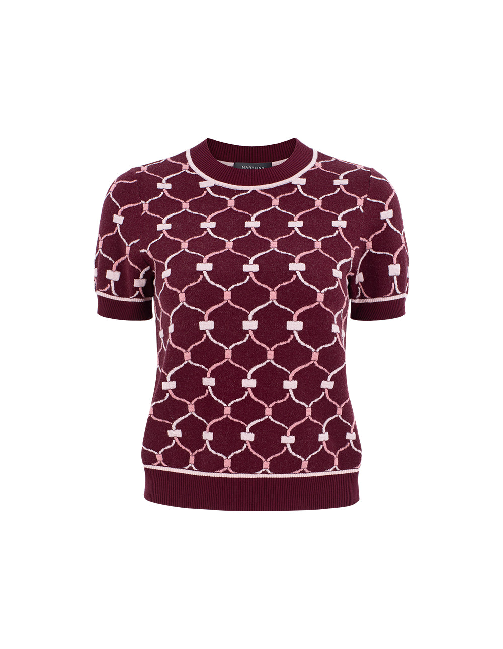 MARYLING Round Neck Short-Sleeve Woven Knitted Top