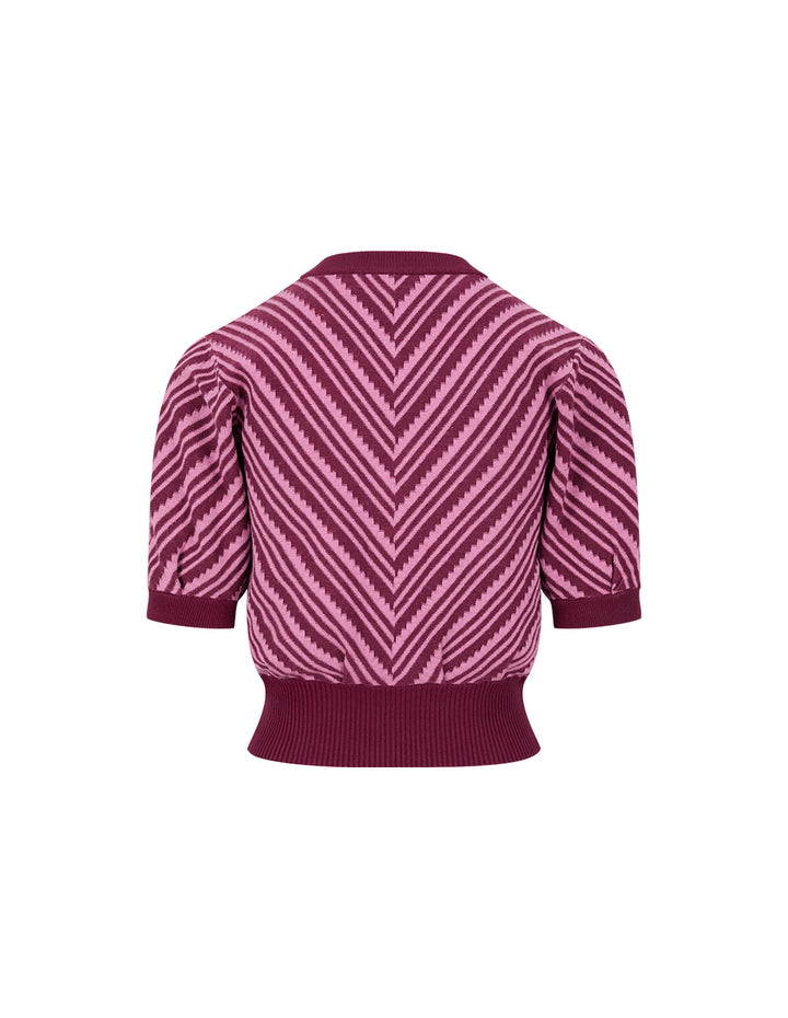 MARYLING Cranberry V-Neck Knitted Cardigan