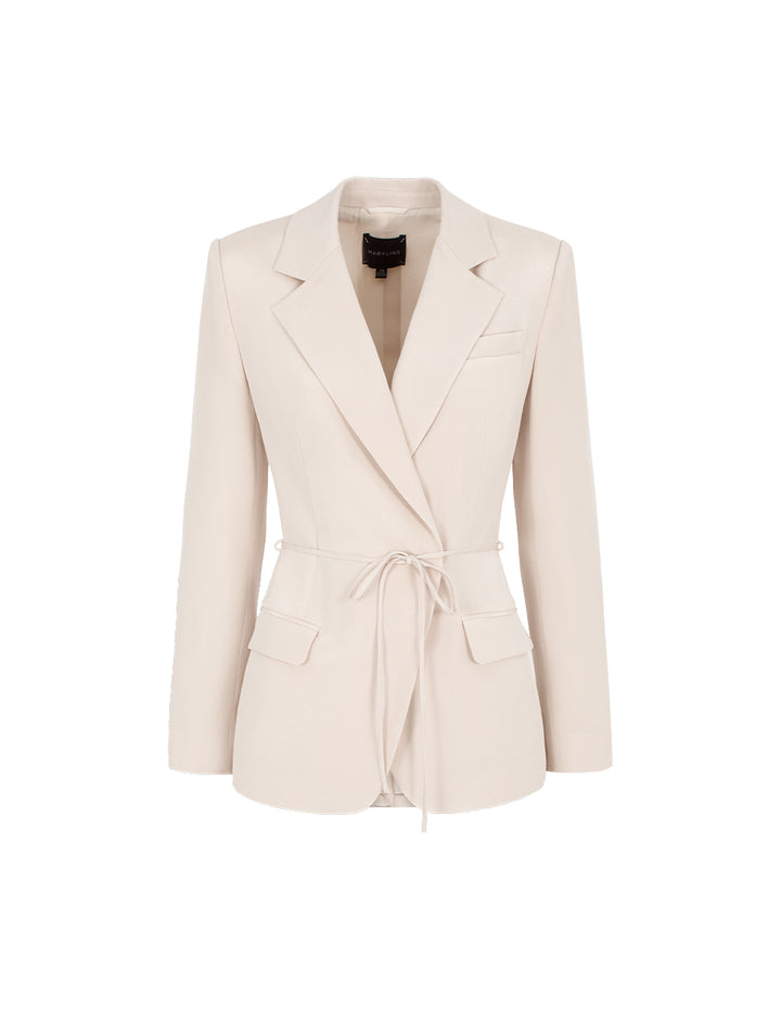 MARYLING Peaked Lapel Long-Sleeve Wrapped Silk Blazer