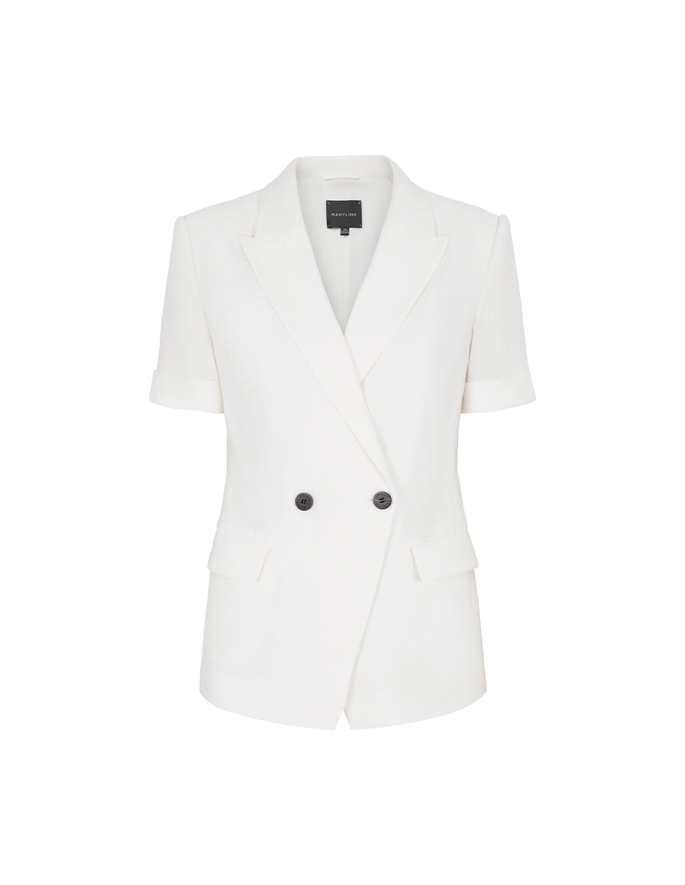 MARYLING Notch Lapel Double-Breasted Short-Sleeve Blazer