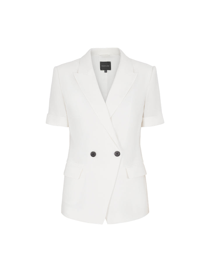 MARYLING Notch Lapel Double-Breasted Short-Sleeve Blazer