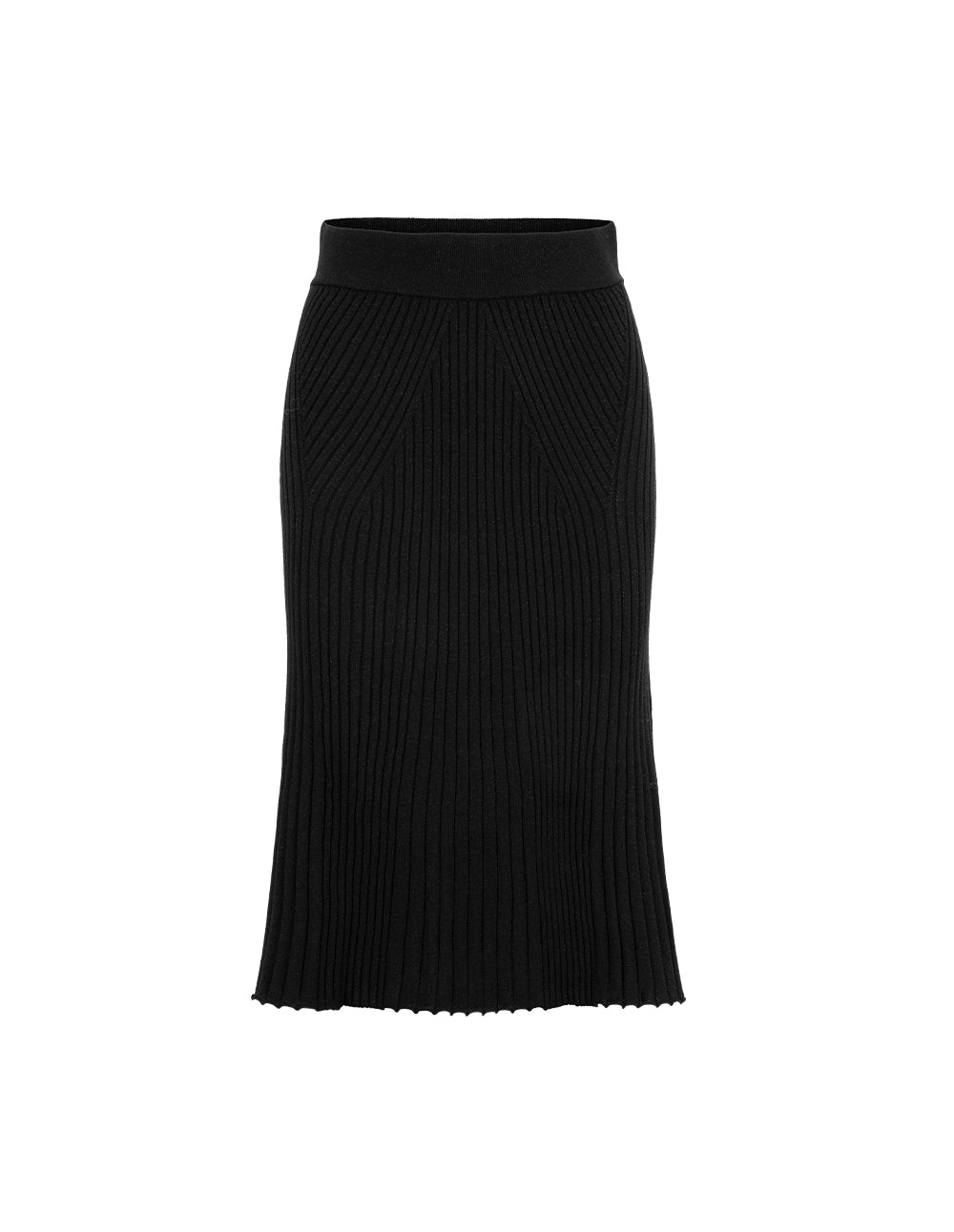 MARYLING Black Knee-Length Trumpet Knitted Skirt