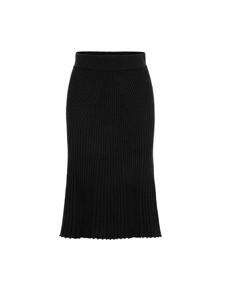 MARYLING Black Knee-Length Trumpet Knitted Skirt