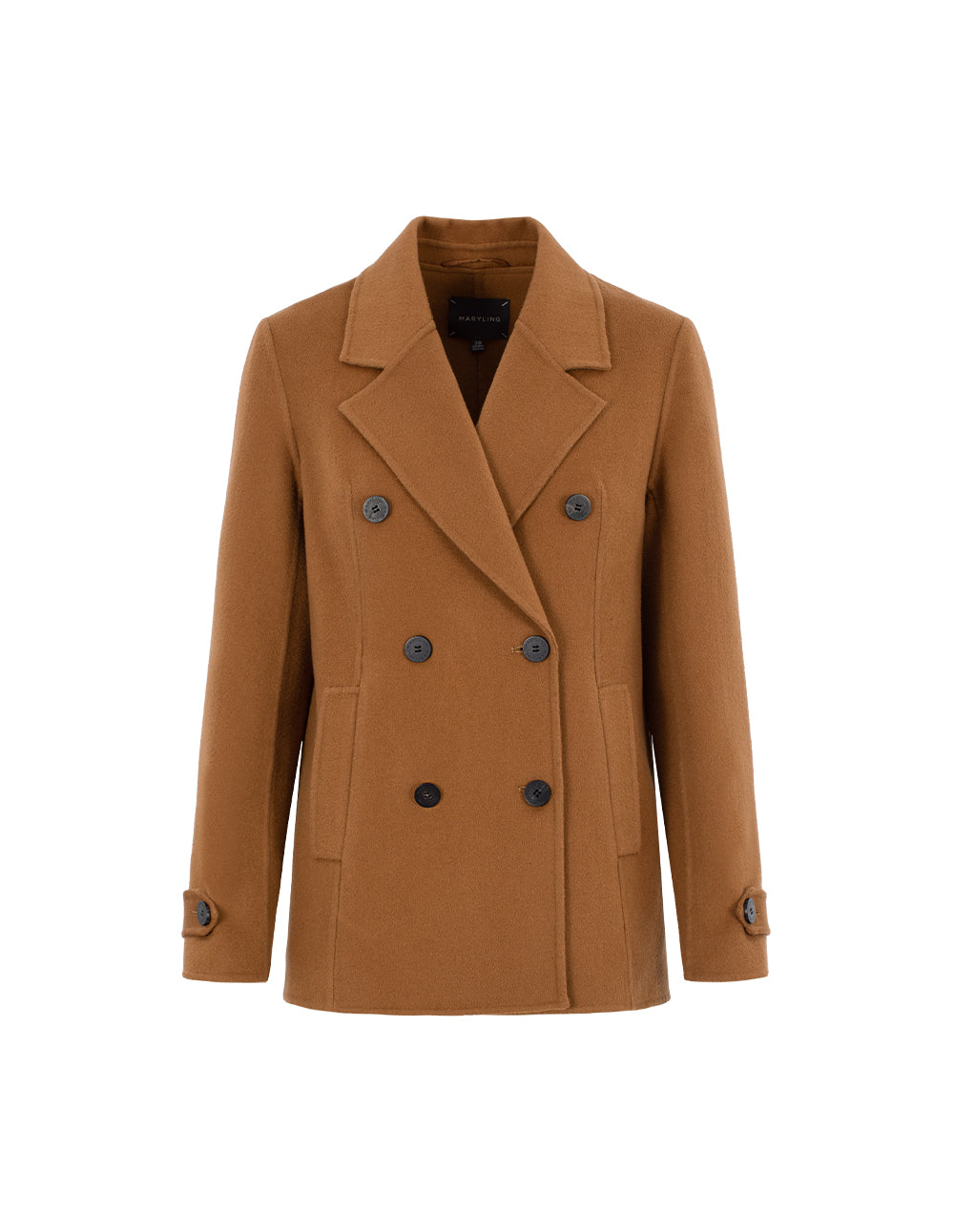 MARYLING Notched Lapel Long-Sleeved Double-Breasted Wool Coat