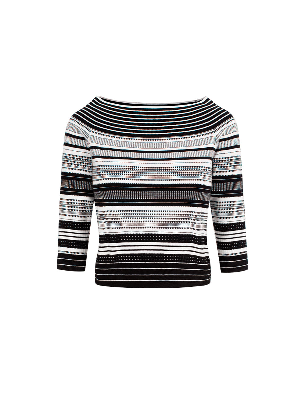 MARYLING Off-shoulder Short-sleeve Striped Sweater
